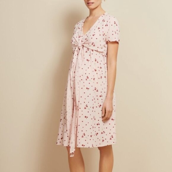 NWT Isabella Oliver Leonie Tie Pink Blush Petal Print Maternity Dress Sz 8 - Picture 2 of 12
